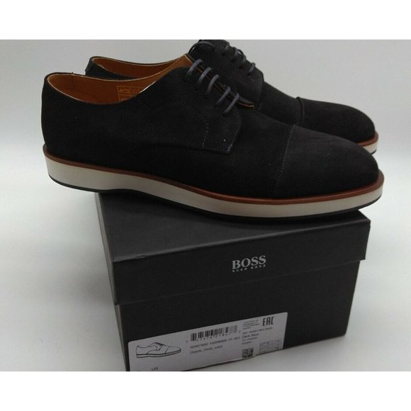 hugo boss blue dress shoes HUGO BOSS Size 9.5 Blue Perforated Suede Pointed Lace Up